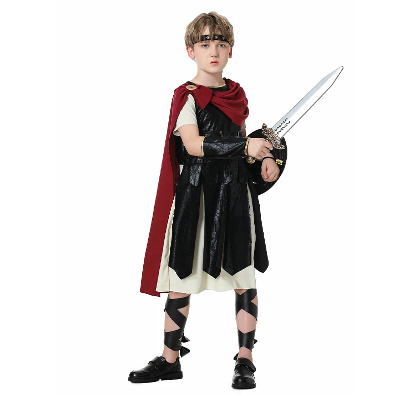 2025 New Arrival Boy Roman Gladiator Halloween Dress Up Book Week Outfit Child Spartan Warrior Costume view 5
