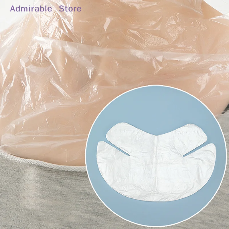 100pcs Masks Wrap Face Plastic Film Full Face Cleanser Mask Neck Stickers Paper Disposable Transparent Facial Beauty Makeup Tool