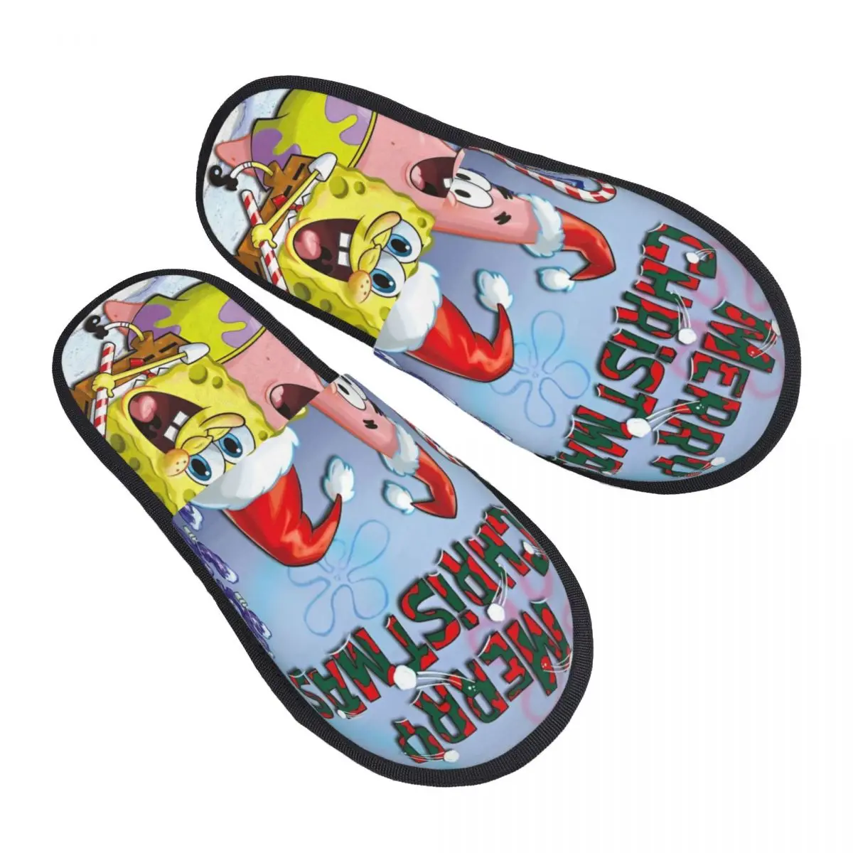 SpongeBobed Anime Cartoon Christmas Home Cotton Slippers Indoor Cozy Memory Foam Slippers Anti Slip