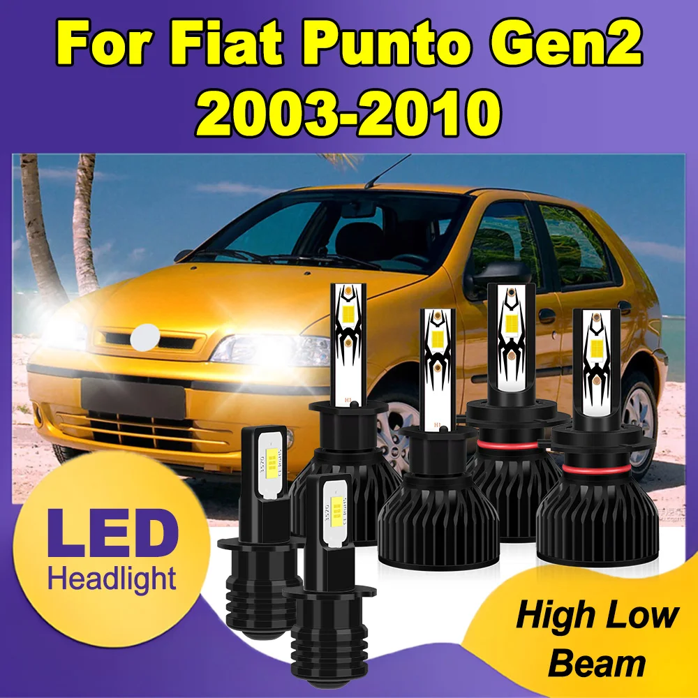 

High Low Beam Car LED Headlight Plug and Play 6000K White High Power For Fiat Punto Gen2 2003 2004 2005 2006 2007 2008 2009 2010