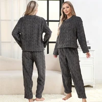 Women's Autumn and Winter Thermal Pajamas Sets Coral Velvet Jacquard Warm Loungewear Female Soft Comfortable Thickened Sleepwear 4