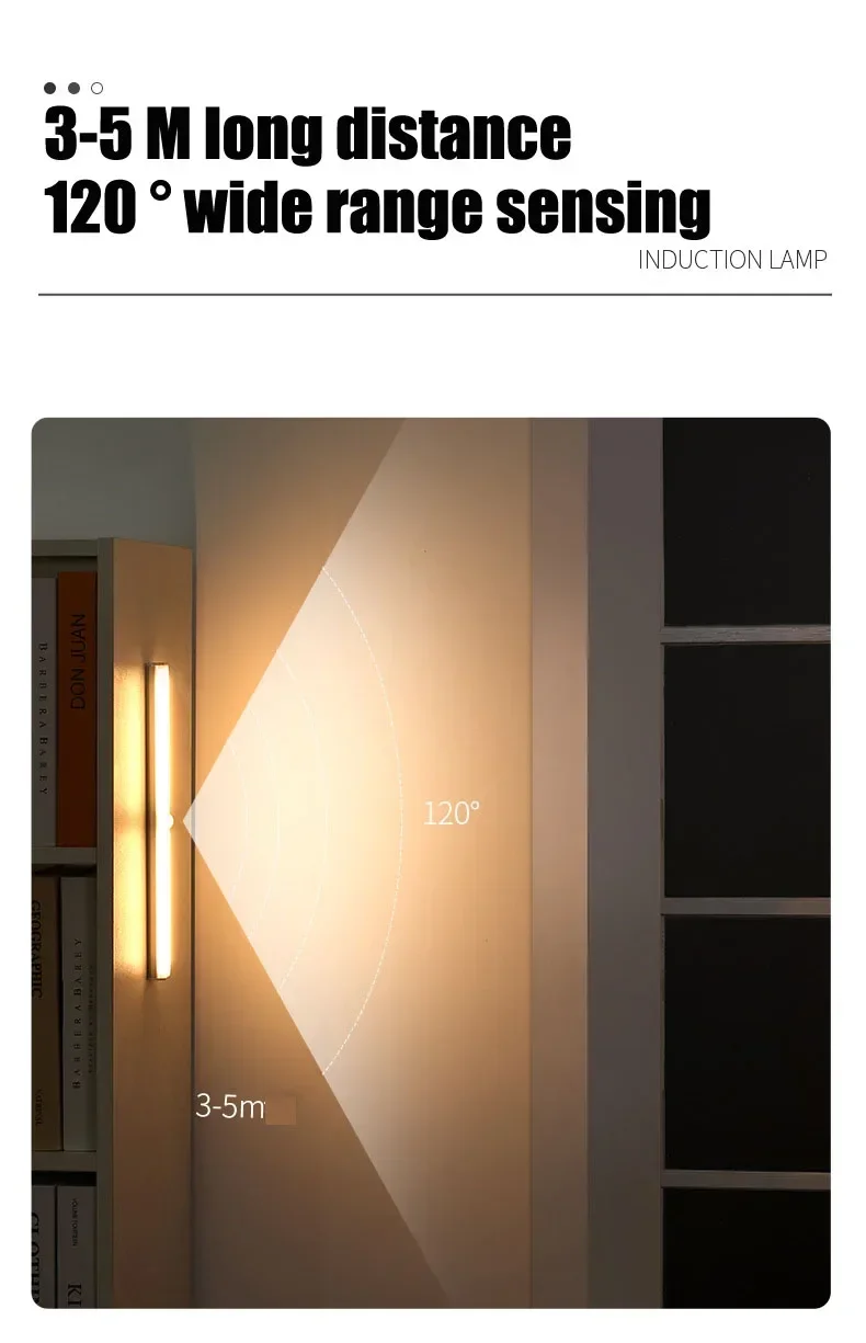 Night Lamp With Motion Sensor Usb Rechargeable Wireless LED Magnetic Light Strip For Bedroom Kitchen Bedside Cabinet Lights
