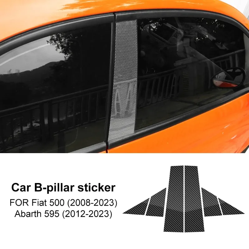

Glossy Black Carbon Fiber Pattern B Pillars Sticker For Fiat 500 Abarth 595 2012-2016 2017 2018 2019 2020 2021 2022 2023