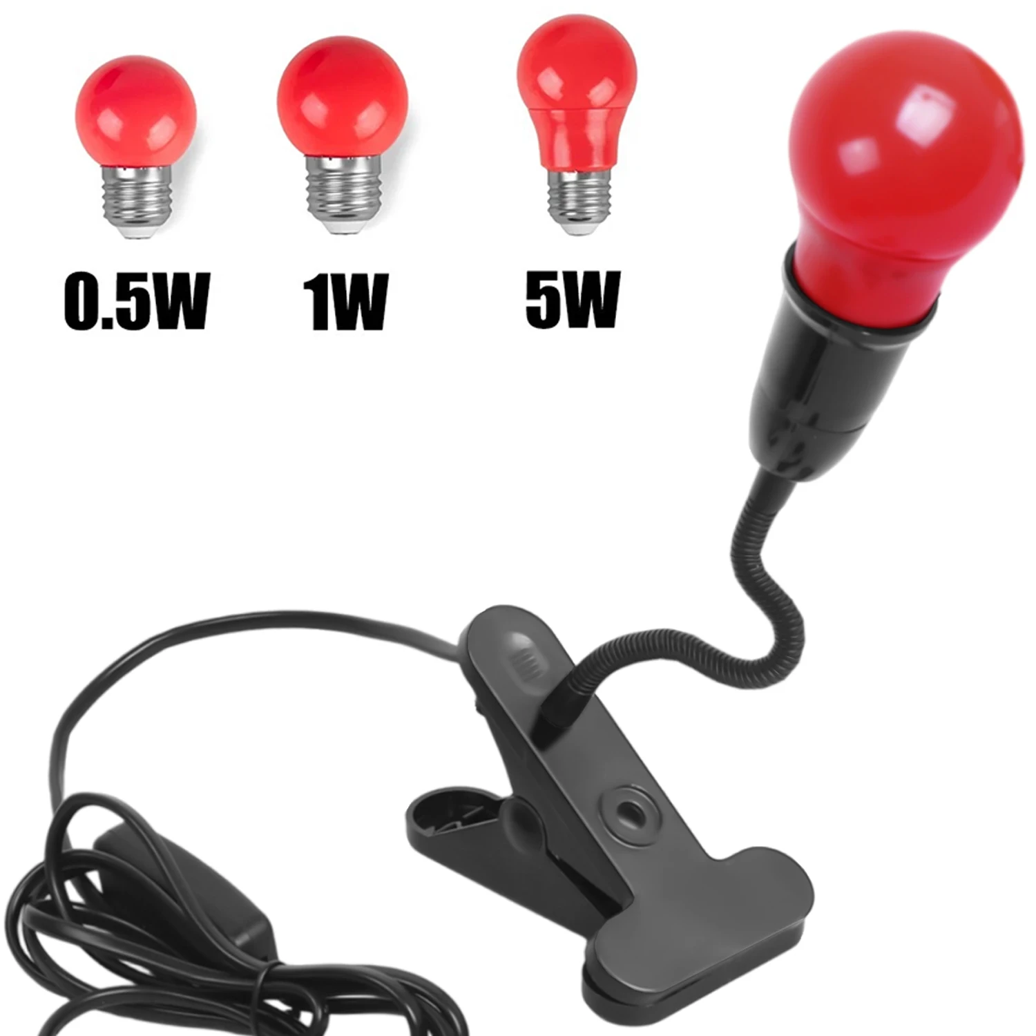 

eTone Darkroom Safelight 0.5w/1w/5w Portable Red Bulb Lamp with Clip for Film Processing Paper Equipment Accessories