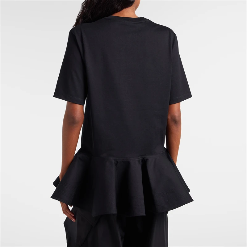 Summer 2026 Women's Heavyweight 3D Stitched Umbrella Edge Short Sleeve T-Shirt High-Quality Fashion Casual A-Line Top