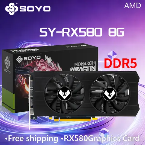 Graphics Cards SOYO Radeon RX580 8G GDDR5 Memory Video Gaming Card PCIE3.0x16 GPU Desktop Computer Components 256bit 3DP/1HDMI