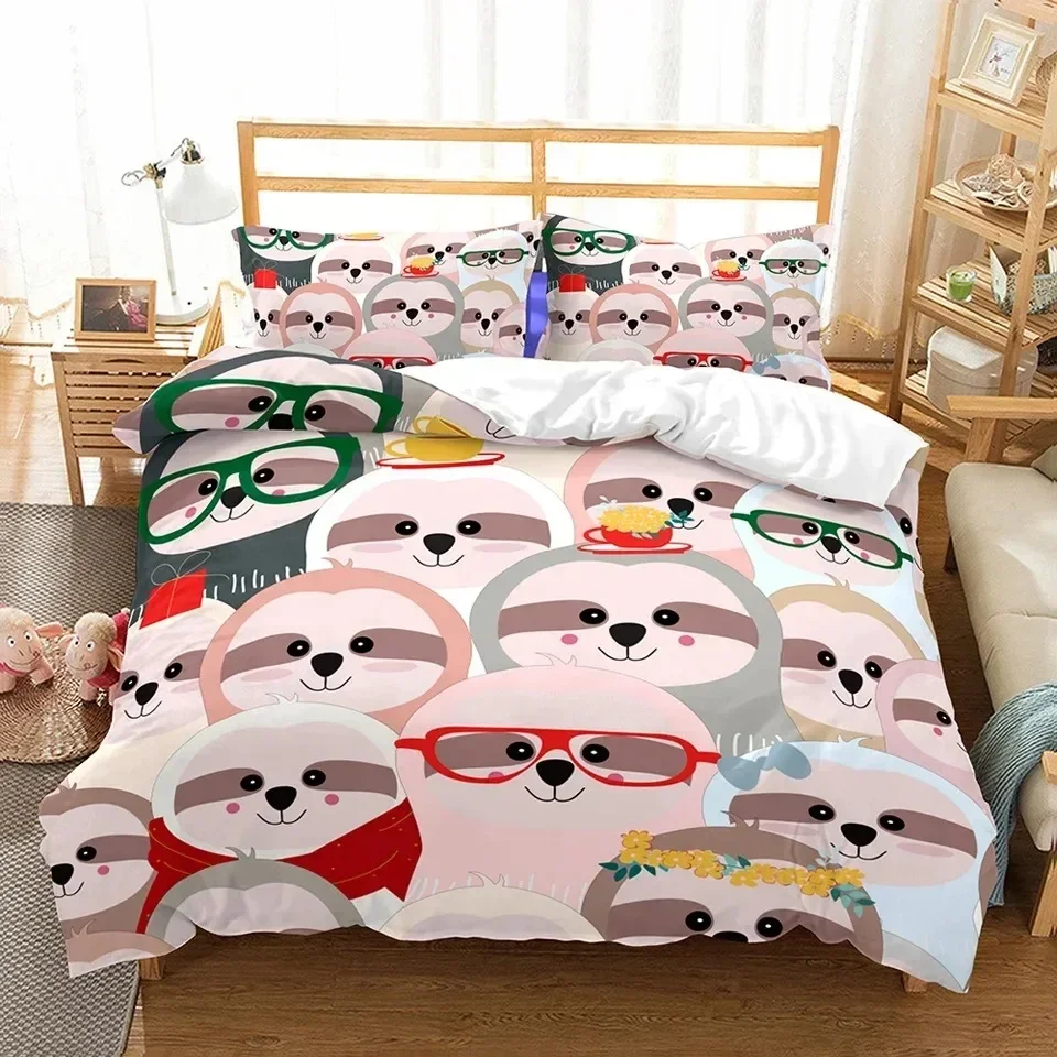 

Children Cartoon Baby Bedding Set 3D Animal Sloth Luxury Duvet Cover Character Princess Family Set Single Queen King size