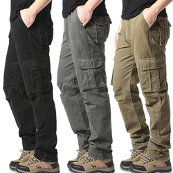 Men's Cotton Casual Pants Big Size Work Cargo Pants Spring Autumn Outdoor Sports Hiking Running European American Loose Trousers