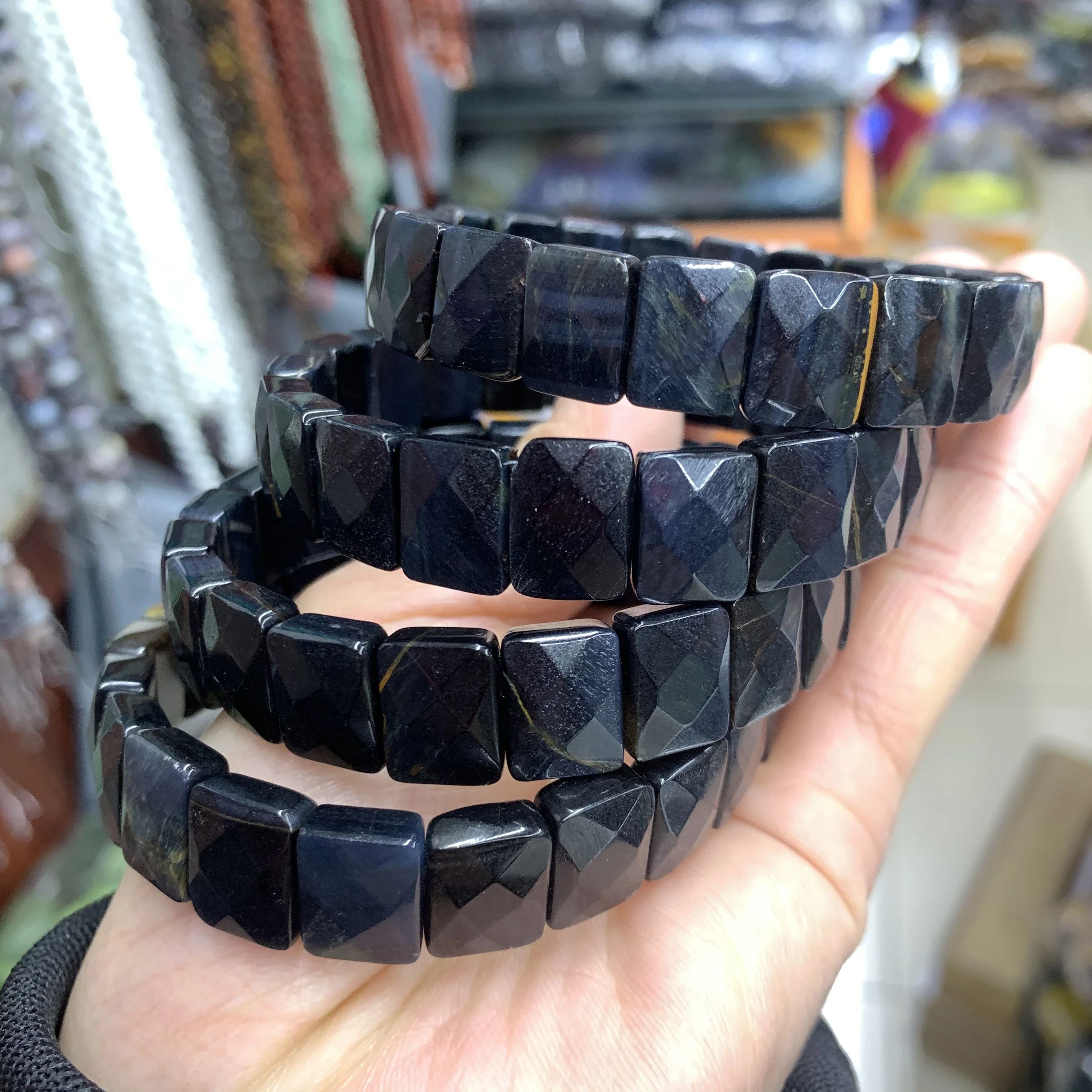Blue Sand Stone Leaf Shape Fashion Charm Elastic Bracelet11*13mm String Jewelry Jewelry Men's and Women's Party Gifts Wholesale
