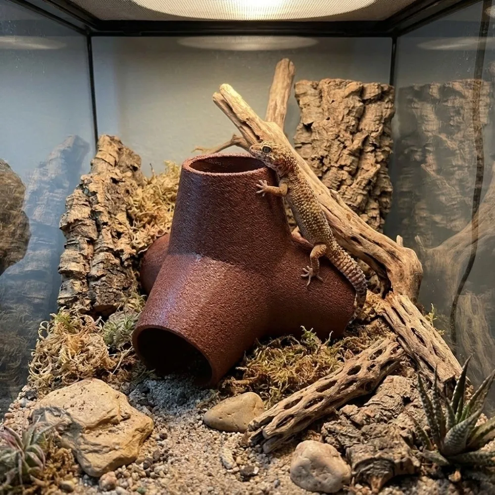3D Printed Three Way Reptile Tunnel Plastic Artificial Reptile Resting Cave Wave Stone Cave Lizard Hideaway Cave