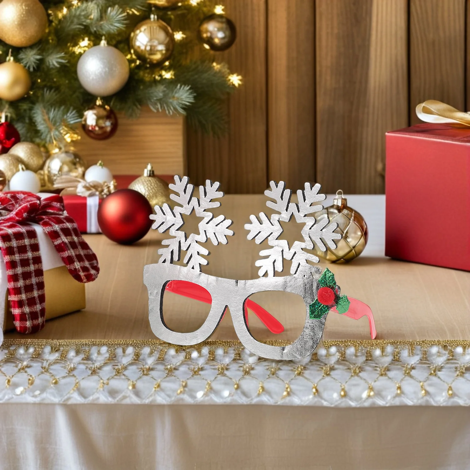 

3pcs Christmas Glasses Frames Snowflake Christmas Tree Party Eyewear Lightweight Comfortable Holiday Photo Props Xmas Party