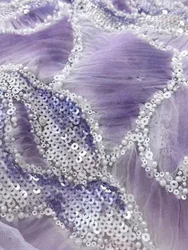 Beautiful,Beads embroidery, With 3D Flowers French Tulle Net,African Sequins Lace Fabric ,Evening Dresses,Party ,Weddings