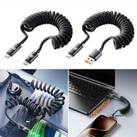 120W Fast Charging Cable Retractable USB/Type-C To C PD Type-C Cable Versatile Compatibility 1M/2M Spring Charger Cable