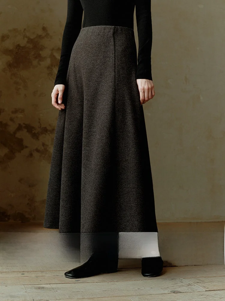 

COOBLOOM Long A-Line Midi Skirt High Waist Women's Maxi Skirt Spring Autumn 2025 New Sle Commute Polyester Blend Skirt