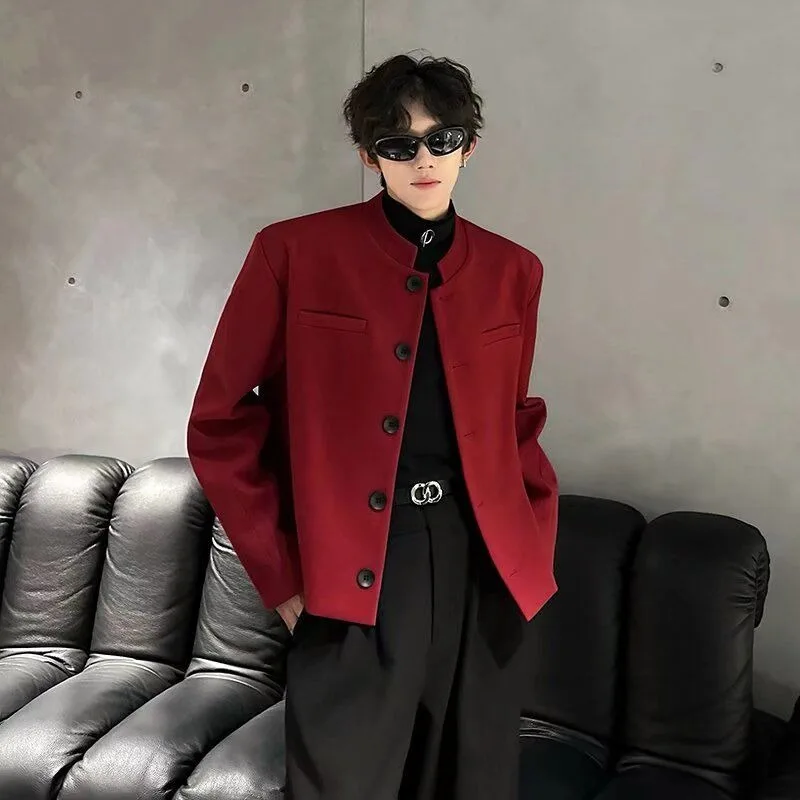 

Chinese Jacket for Men Clothing Fashionable Luxury Designer Coats Elegant Single Models Spring Clothes Red Man Suits and Blazers