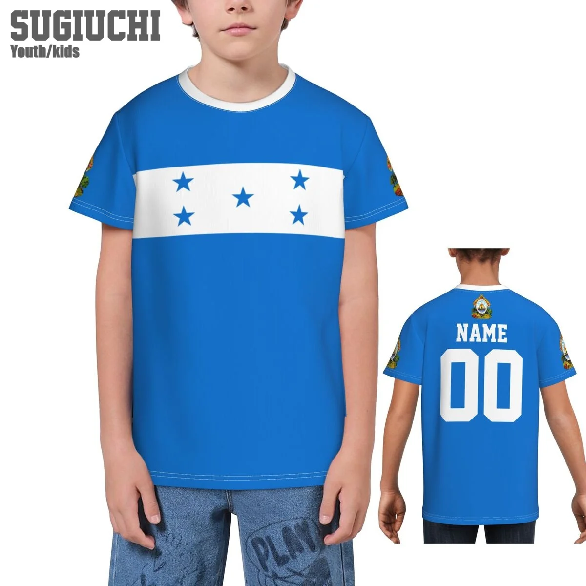 Custom Name Number Honduras Flag Emblem 3D T-shirts For Kids Youth Boy/Girl Tees jersey Soccer Football Fans Gift T shirt