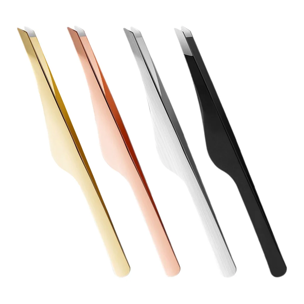 Pincettes à sourcils de précision en acier inoxydable, applicateur de cils, Extension de cils, accessoires de beauté professionnels, 4 pièces