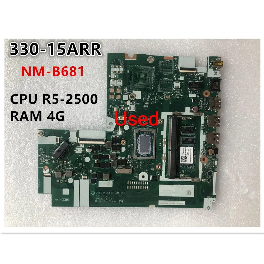 NM-B861 For Lenovo Ideapad 330-15ARR Laptop  Motherboard CPU R5-2500U 4G UMA  FRU 5B20R34278 100% Tested OK