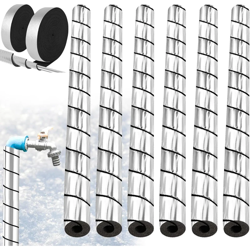 Pipe Insulation Wrap Self Adhesive Foam and Foil Tape for Winter Freeze Protection of Hot Cold Water Pipes Easy Install