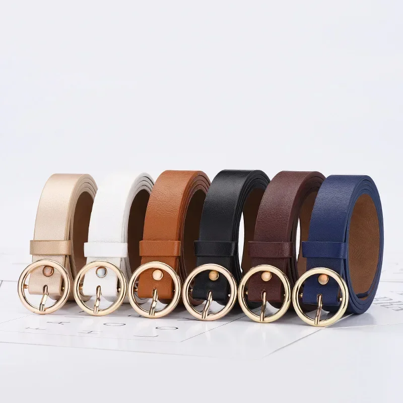 Women's Belt Round Buckle Belt with Jeans Cargo Pant Skirt Thin Belt Soft Pu Belts Cheap Belts New Fashionable Coffee Black 2025