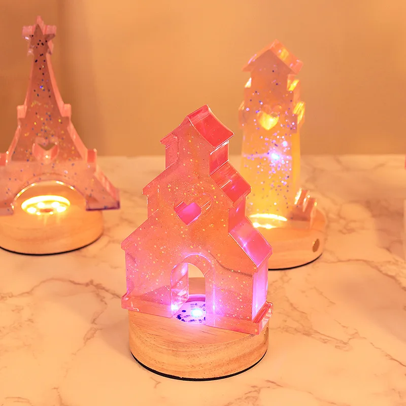 DIY Mold Resin Building Aromatherapy Candle Silicone Mold Iron Tower Castle Sailing Lighthouse House  Gypsum Deco Ornaments