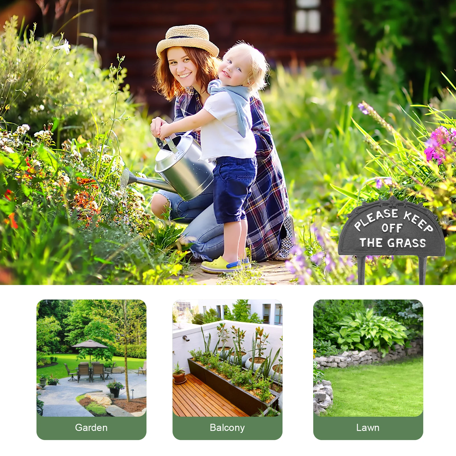 

Metal Sign Iron Warning Stake for Lawn Protection 25x40cm Weather Resistant No Assembly Required Traffic Safety Sign