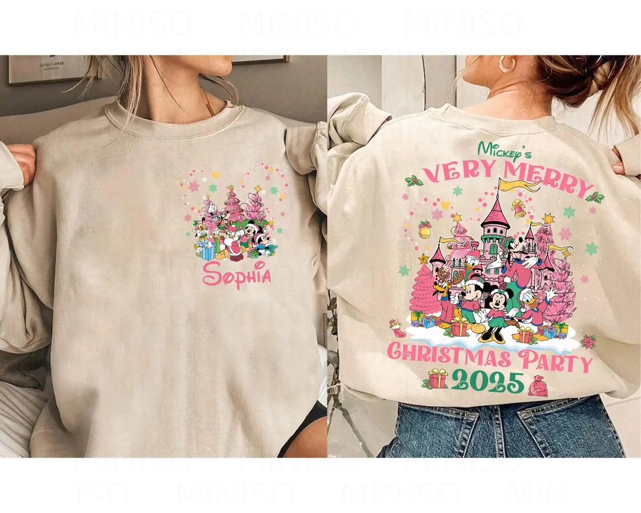 Mickey's Very Merry Christmas Party 2025-shirt Disney Castle Mickey en vrienden kersttrui Disney Christmas Family Hoodies