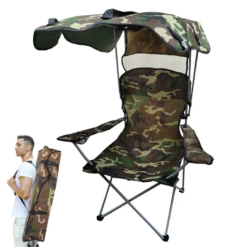 Camping Folding Chair For Outdoor Camping Lounge Chair Portable Fishing Stool Lightweight & Sturdy Foldable Seat Sun Protection