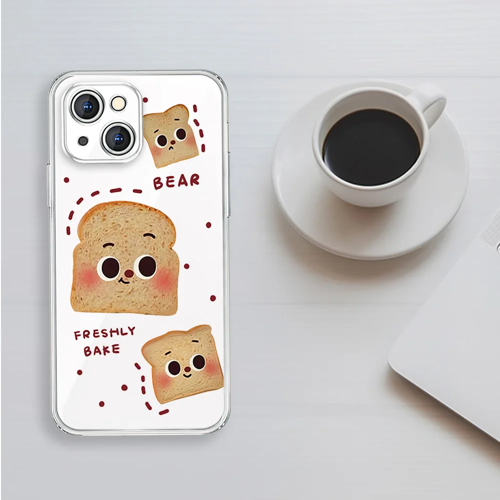 Bake freshly baked bear bread For iphone 13 12 11 14 15 Pro Max XR X 16 Plus Transparent Soft Case Cover