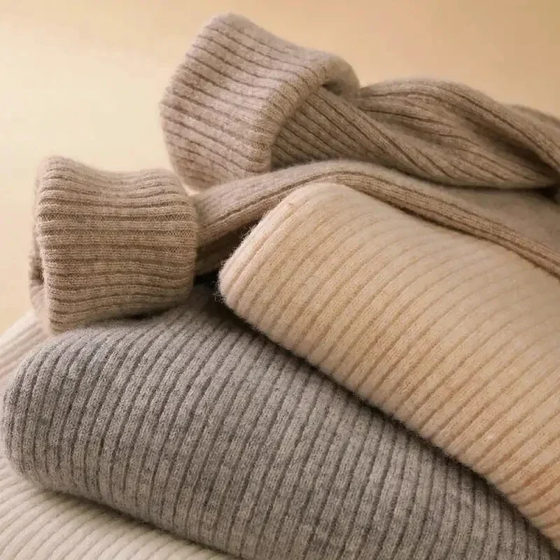 Mulheres cor sólida mangas compridas gola alta camisola de malha pulôveres básicos macios simples elegante moda nova