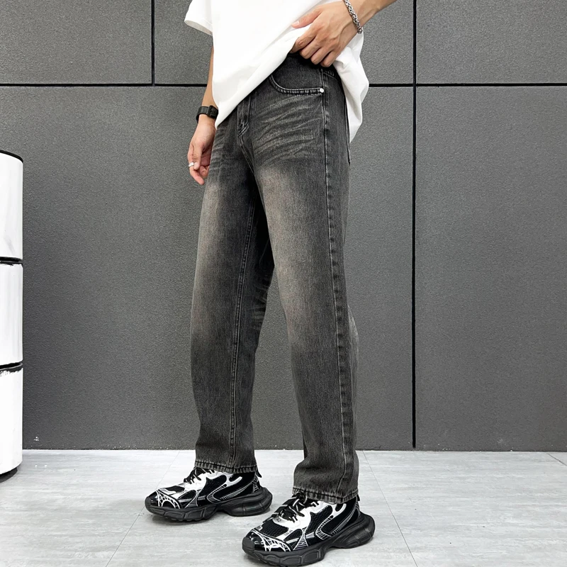 High quality fashion designer men's jeans black gray ripped jeans casual vintage pants baggy pants pantalones Hombre