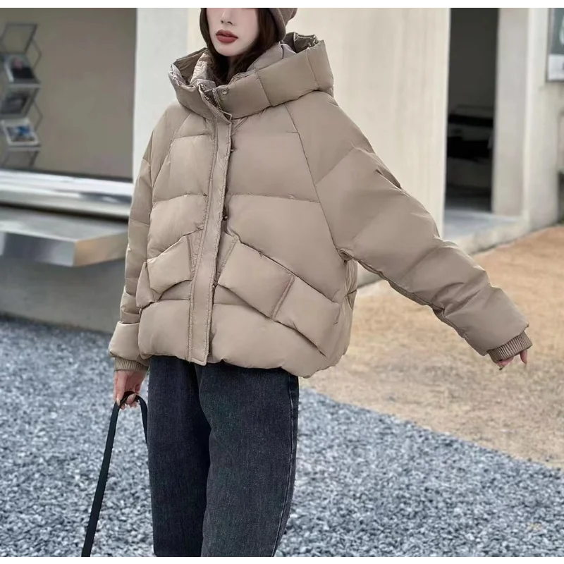 Hooded Down Jacket for Female, Large Version of The Fashion, Casual Temperament Jacket, Stand-up Collar, Winter Coat, Tide, New