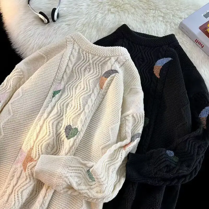 

Loose Casual American Sle Couple Sweaters Men Women Lazy Sle Base irt Top Polyester Fiber Regular Length Open Cardigan