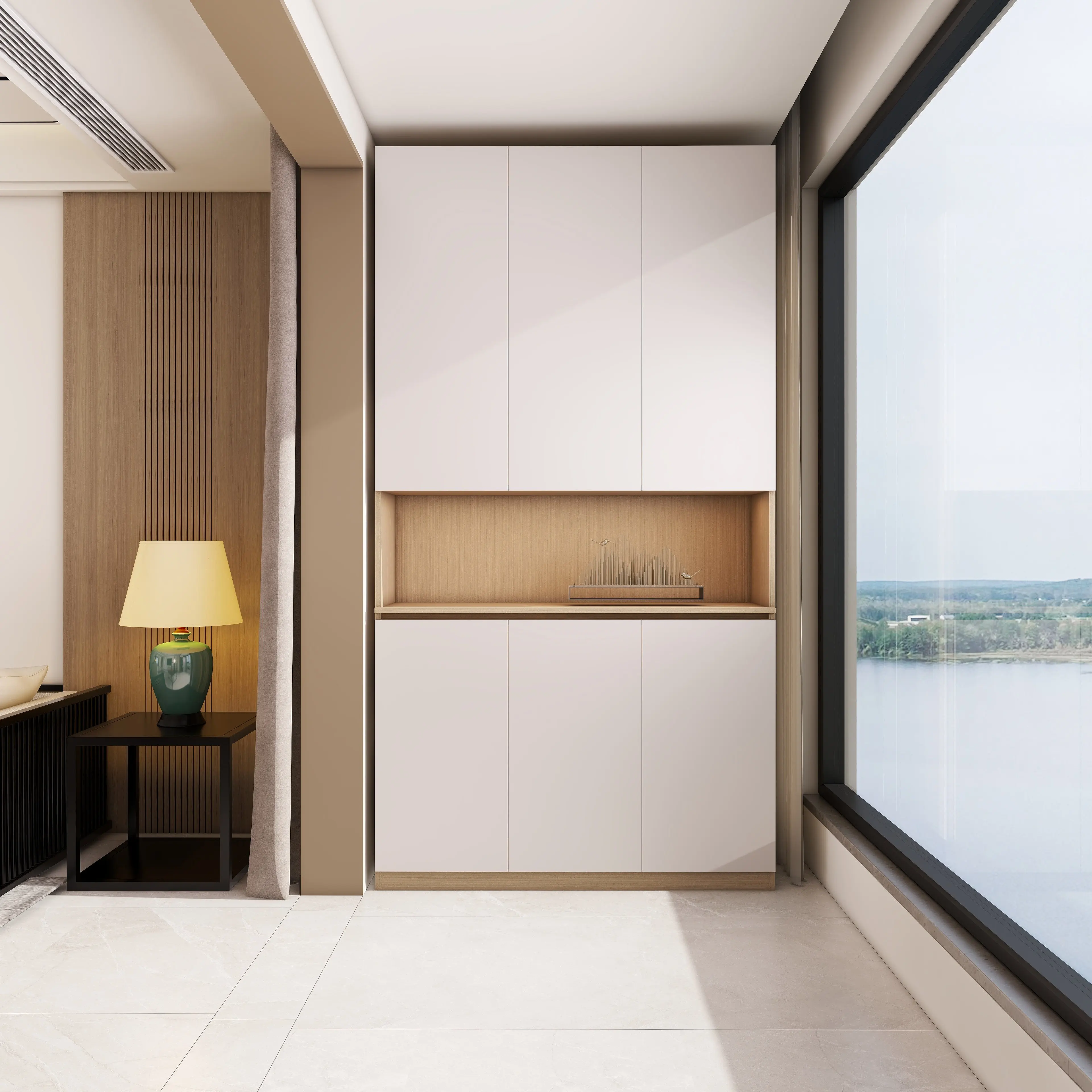 Solid wood balcony locker storage large capacity locker waterproof sunscreen living room wall cabinet can be customized