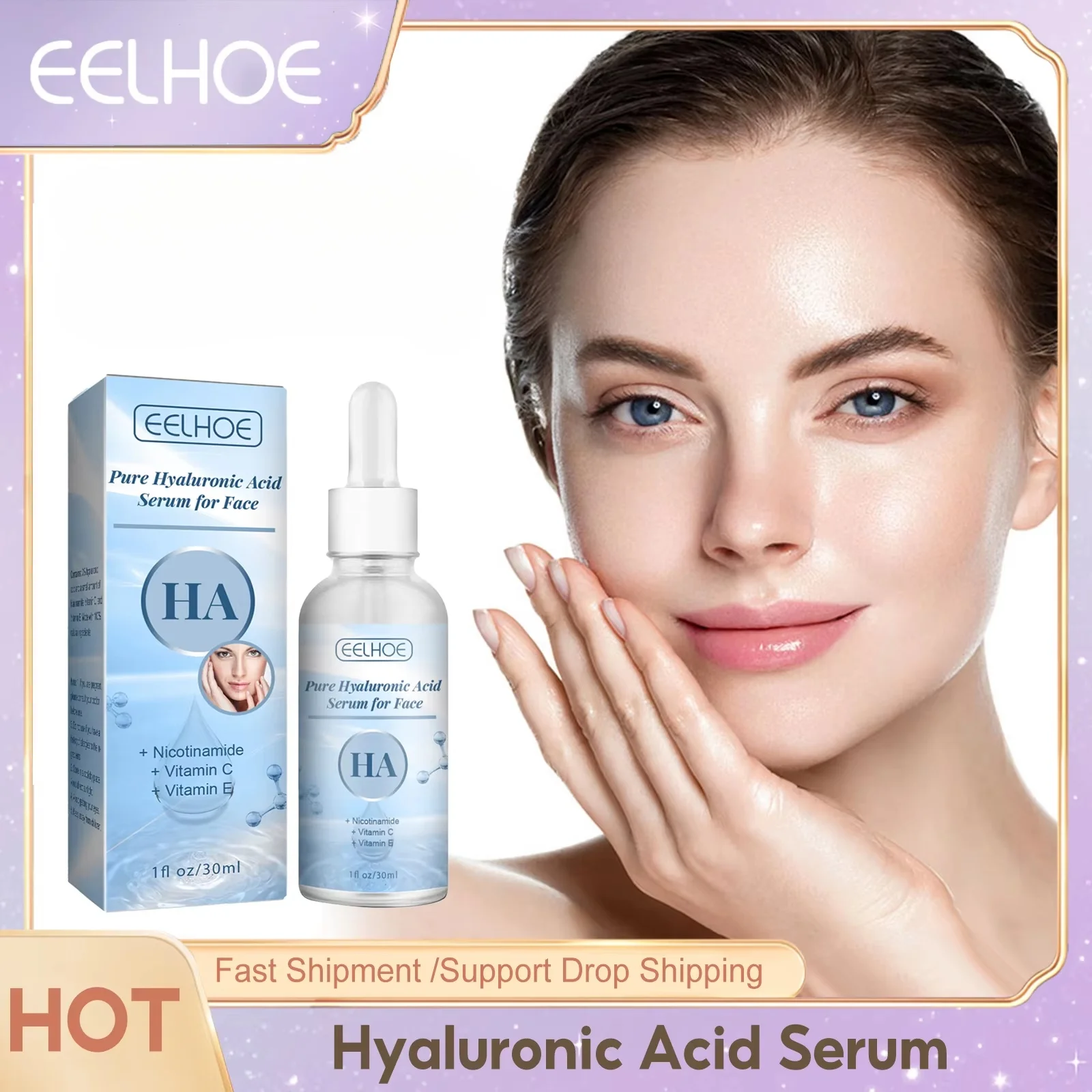 

Pure Hyaluronic Acid Serum For Face Whitening Moisturizing Smooth Skin Fade Fine Lines Lifting Firming Deep Anti Wrinkle Essence