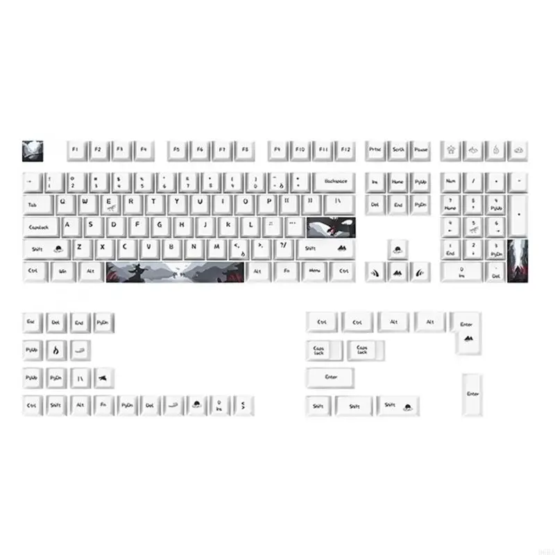 

96BA 130Pcs for Key Caps Dye Sub Cherry Keycaps for MX Mechanical Keyboard Key