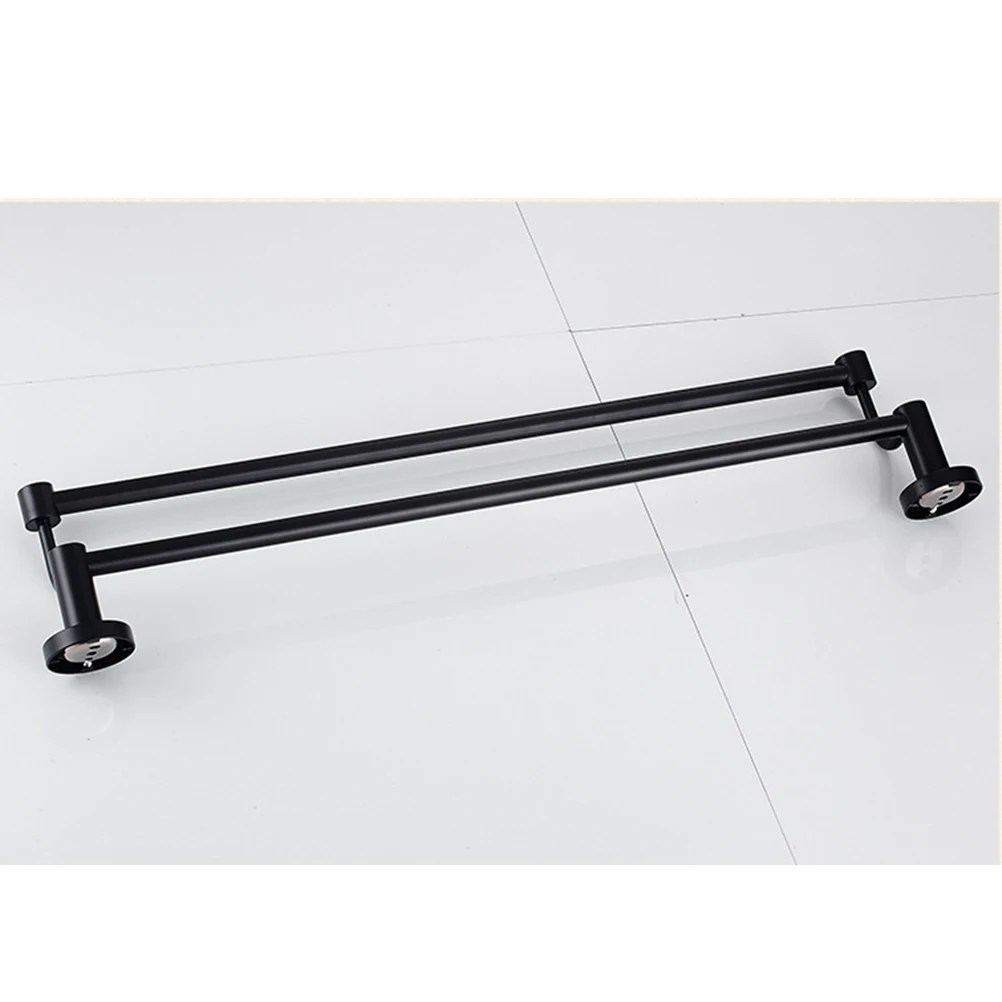 

Double Towel Bar 50Cm Black Stainless Steel Wall Mounted Bathroom Kitchen Dish Rack Hidden Screws No Assembly Required Towel