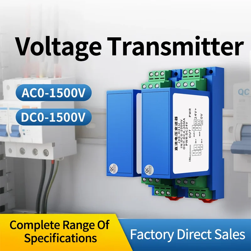 AC DC Voltage Transmitter Transducer 0-500V 1000V 1500V Input 4-20mA 0-5V 0-10V RS485 Output Voltage Signal Isolator Converter