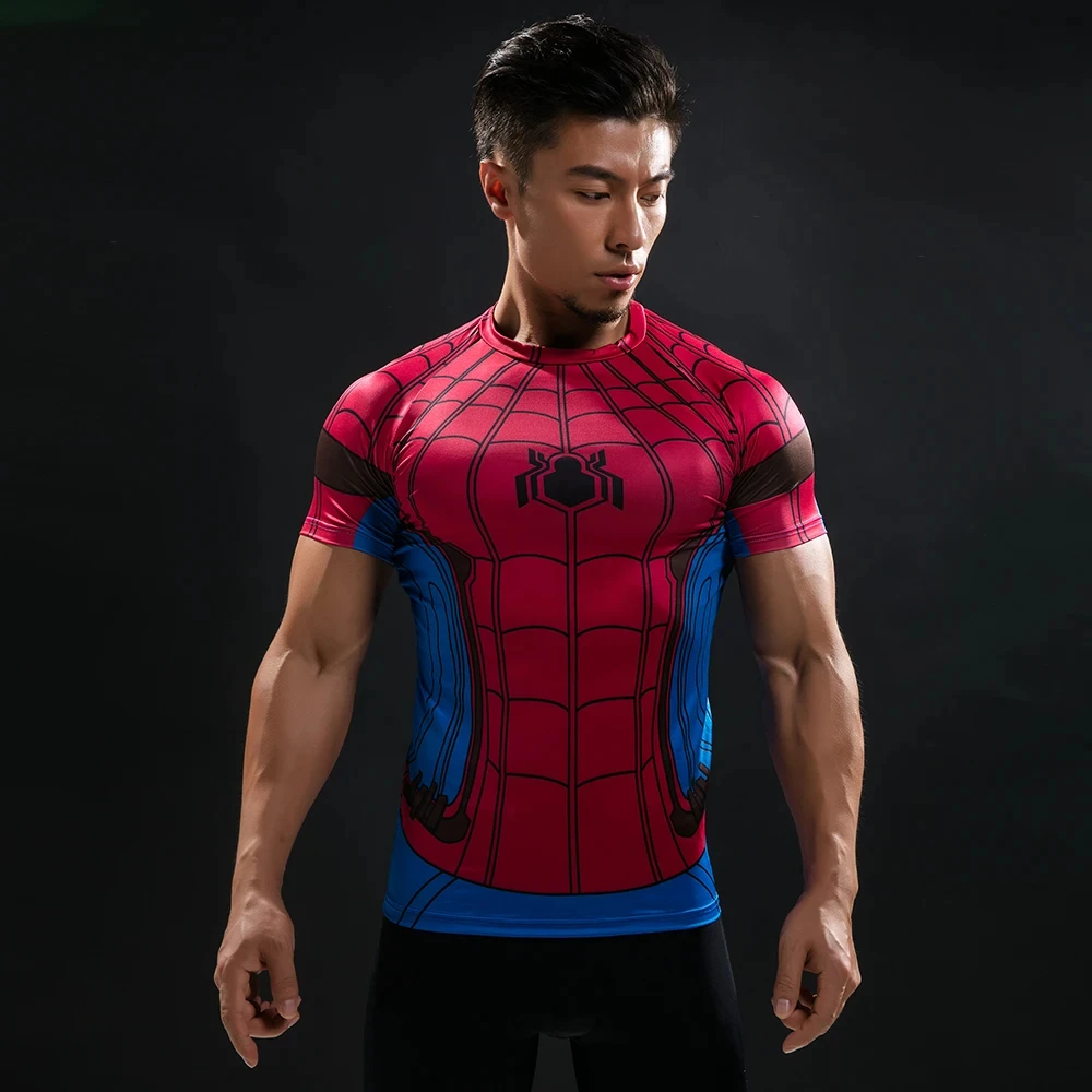 Summer Men T Shirt Superhero Spiderman Fashion Compression Comics Cosplay Costume T-Shirt Men Tops Tees Bodybuilding Clothing