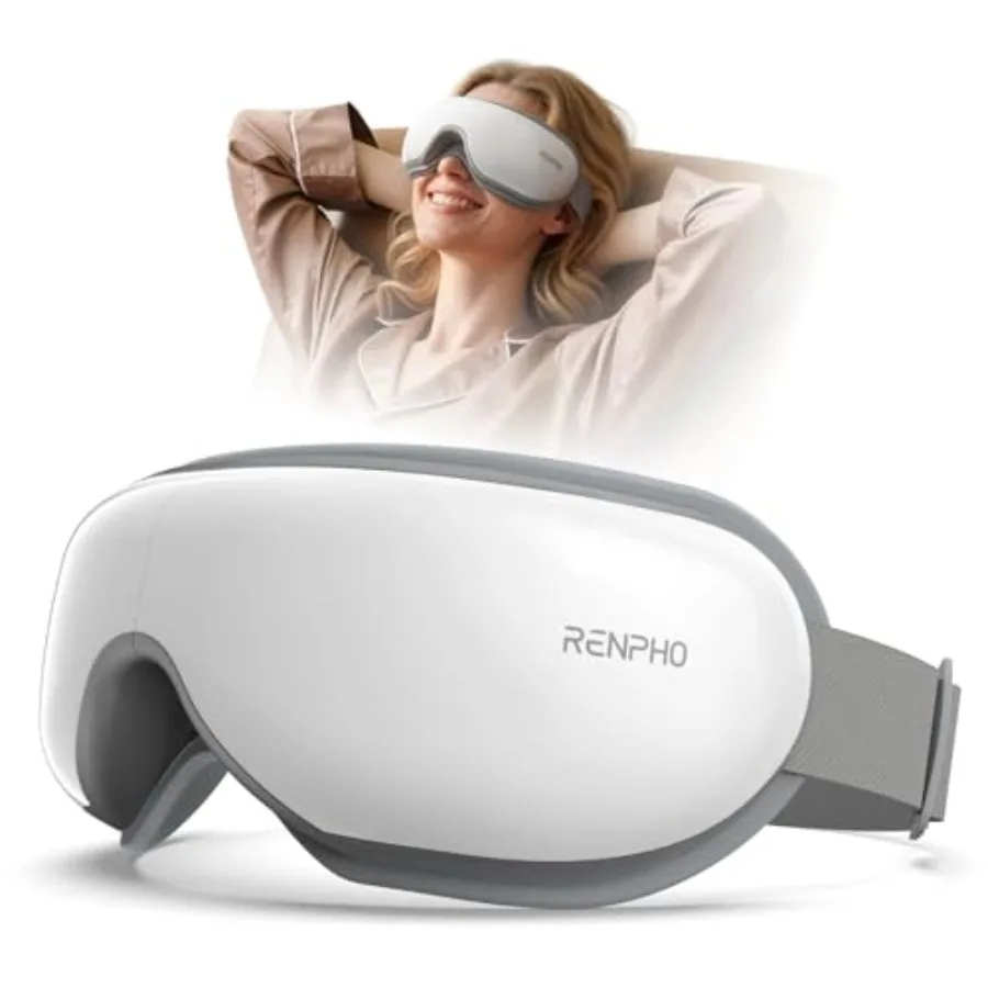 

Father's Day Dad Gift: Heated Eye Massager for Migraine Relief, Sleep Dry Eyes, FSA/HSA Eligible, Black Fabric Mask with Soft P