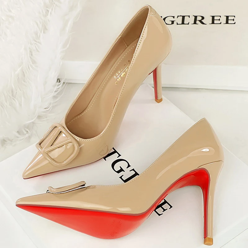 BIGTREE Scarpe da donna Décolleté Moda Nuovo stile Tacchi alti Scarpe da festa sexy in vernice Tacchi da donna 10 CM Tacchi sottili di lusso 2025