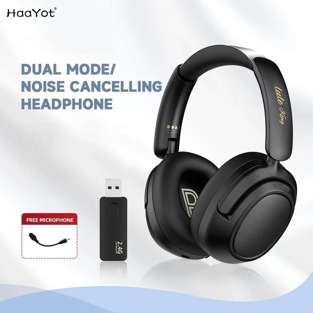 Top Active Noise Cancelling Over-Ear Bluetooth Headphones with Mic Music Gaming Wireless Earphone for PS4/5 with 6 Modes