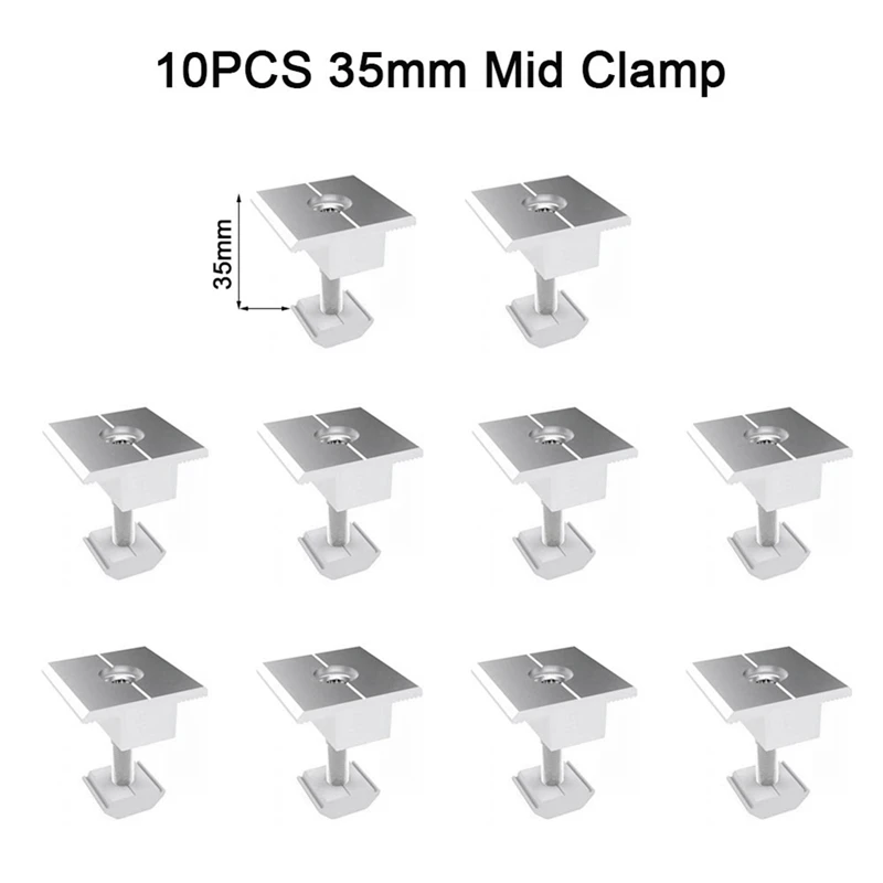 10Pcs Solar Clamp Adjustable Solar Panel Bracket Clamp Wide Photovoltaic Support For Solar Panel System 35Mm Durable