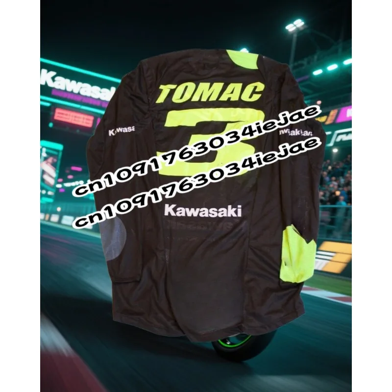 

Мужская быстросохнущая удобная дышащая рубашка Kawasaki Racing Motorcycle Jersey с длинным рукавом для езды на велосипеде и горной езды