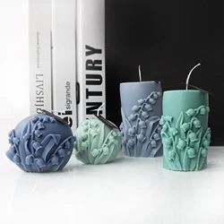 3D Lilies of the valley Shape Candle Silicone Molds Making Resin Pillar Aromatherapy Candles Wax Soap Flower Specimen Clay Craft