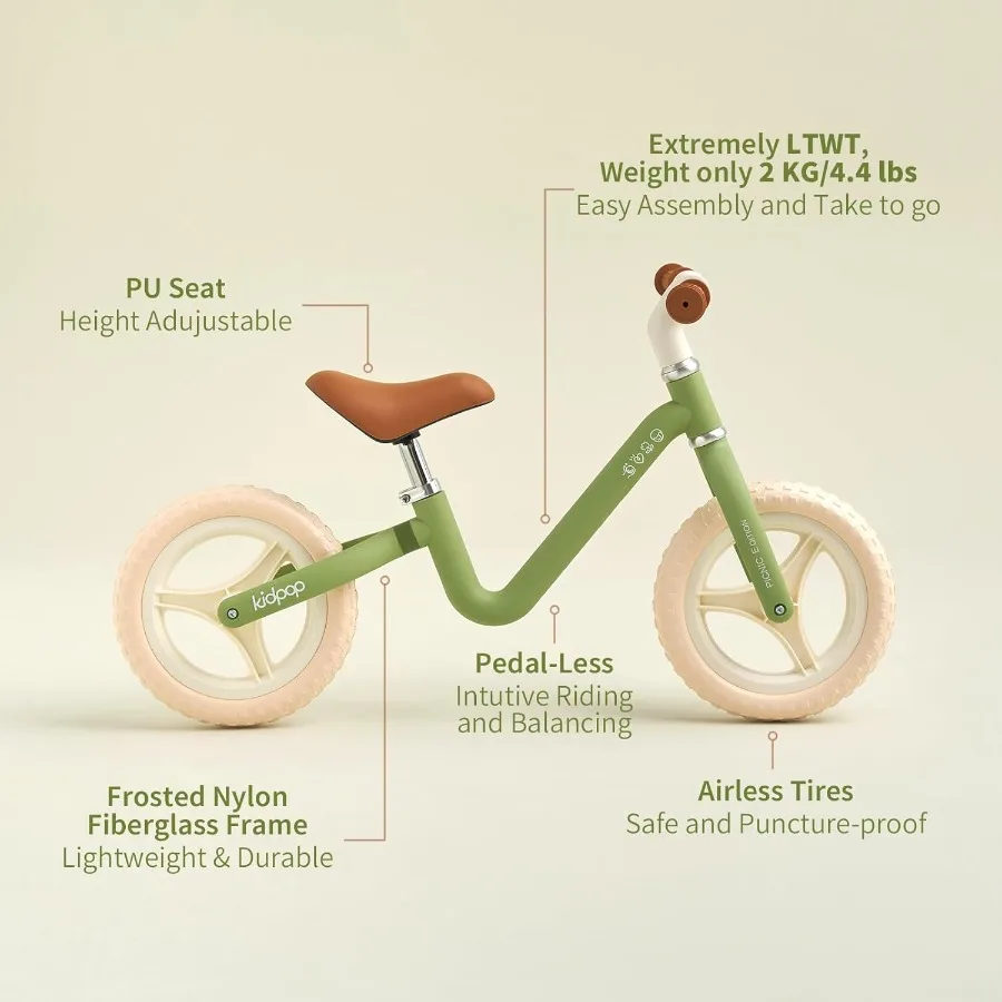 Right Toddler Balance Bike for 1-4 Years 10" Puncture-Proof Tires Lightweight and Height Adjustable Push Ride-on Toys First Bir