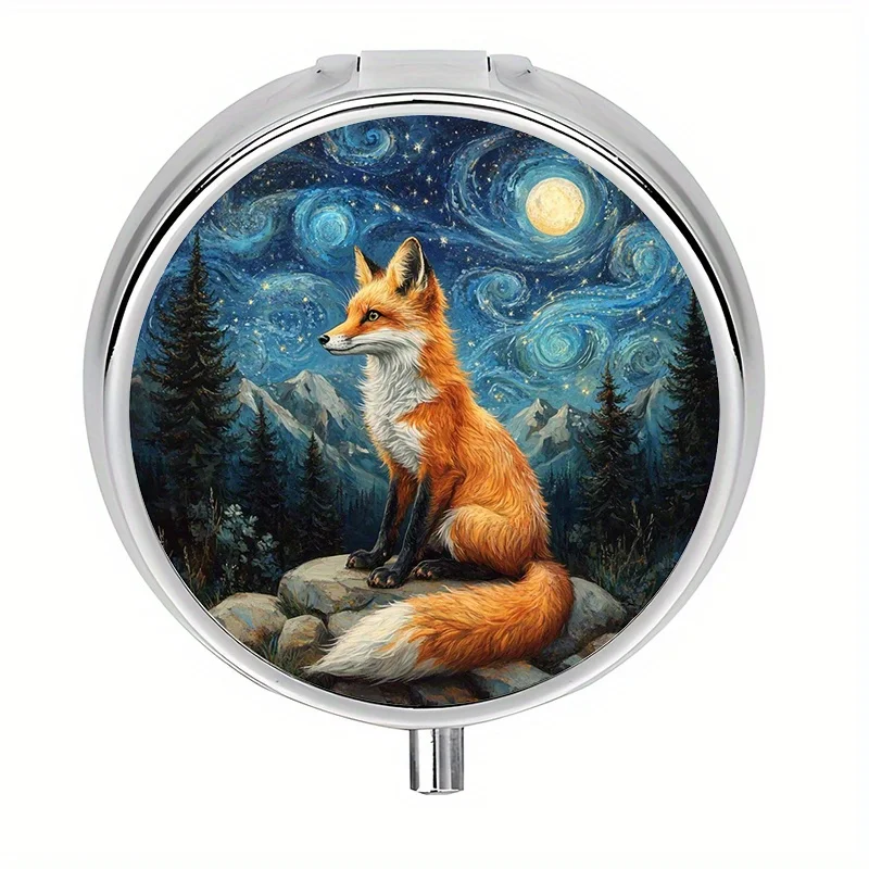 One piece, flat print, starry night scene, box, storage box, decorative metal storage box, used for storing medicines and vitamins, flat