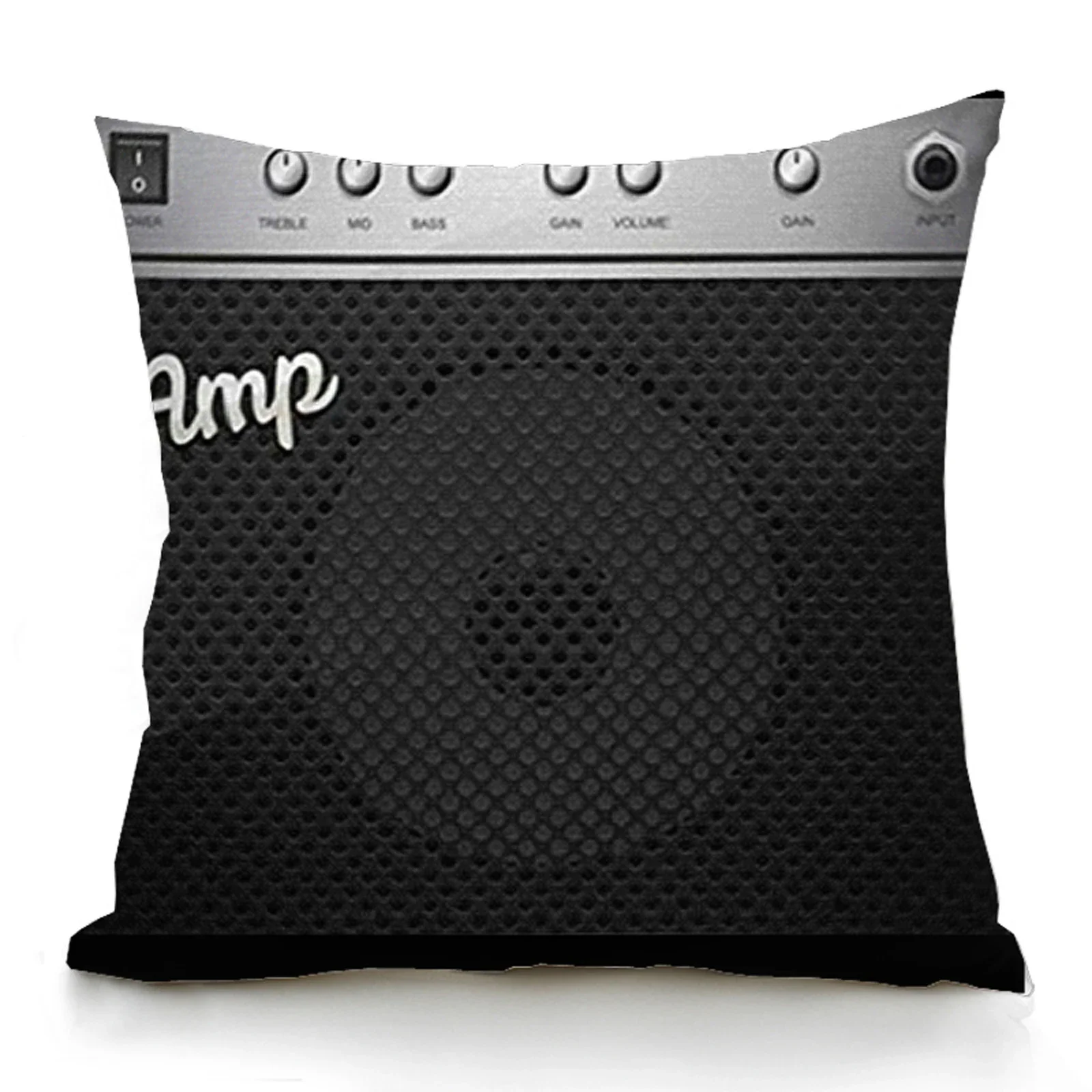 Pop Band Cushion Cover Black Guitar Music Pillowcase Retro Speaker Piano Rock White  Sofa