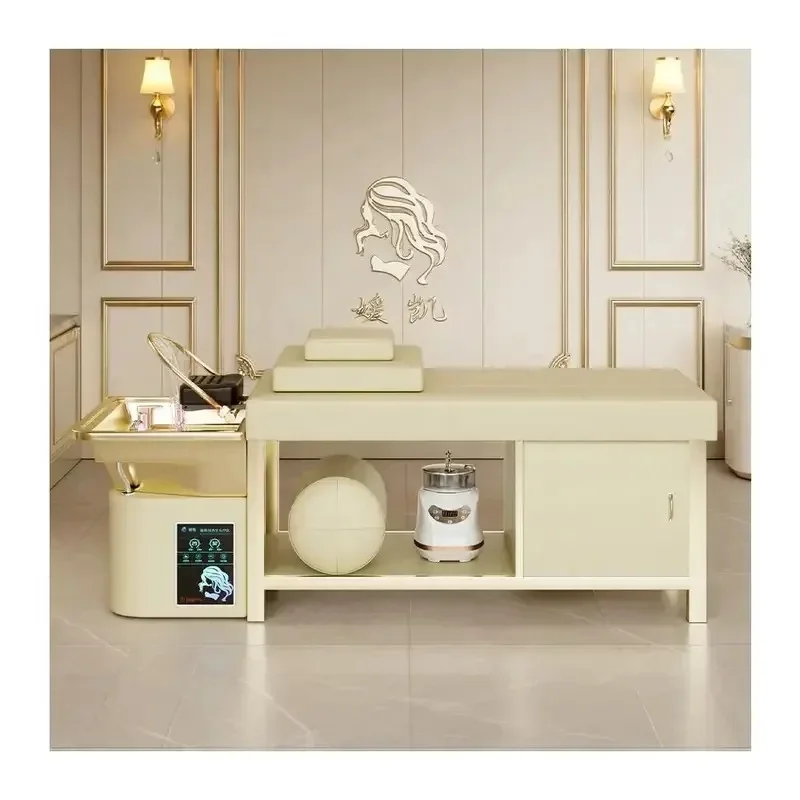 New luxury salon head spa bed golden beauty salon special Thai massage shampoo bed