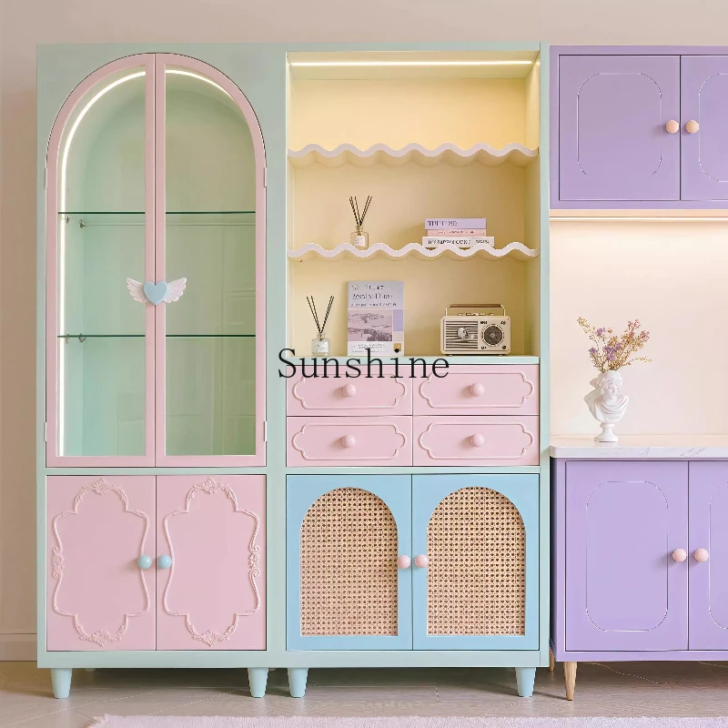 

Solid wood display household wall integrated storage bedroom storage decorative cabinet